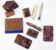 Carved Chinese, soapstone bird and prunu