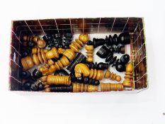 Old boxwood and ebony turned wood chess