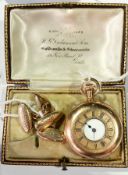 Gold plated half hunter fob watch and a