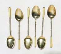 Set of six Chinese silver-coloured metal