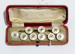 9ct gold and mother-of-pearl stud set ha
