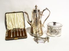 EPNS coffee pot, tapered and engraved, 1