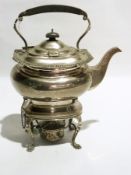 Edwardian silver spirit kettle, rectangu