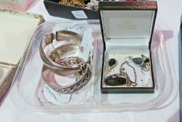 Silver and labradorite pendant, matching earrings, another pendant,