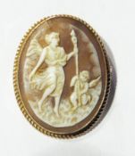 15ct gold and diamond bar brooch with filigree decoration and cameo brooch