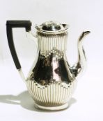 Victorian silver hot water jug of balust