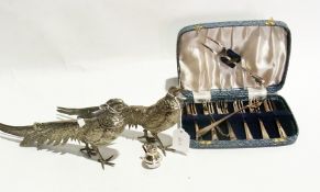 Pair EPNS model pheasants, EPNS condimen