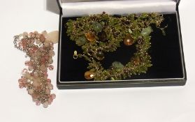 Silver gilt, peridot, citrine and garnet