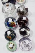 A quantity of paperweights including Sel