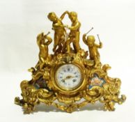 Late 19th century gilt metal mantel cloc