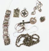 Quantity silver rings, gate bracelet, ro