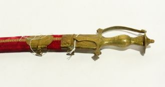Decorative Indian Tulwar sword, red velv