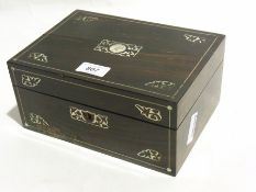 Victorian coromandel sewing box with mot