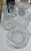 Three various cut glass fruit bowls, a m