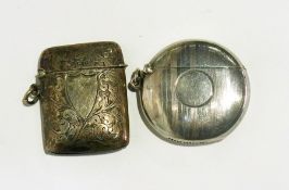 Edwardian silver vesta case of engraved