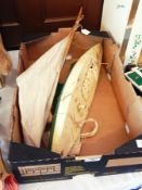 Triang tin plate yacht C24 with mast and sail, circa 1930's, 62cm long,