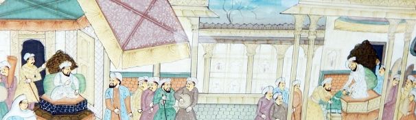 Indian painting on silk and 19th century engraving of Constantinople