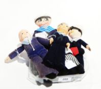 Small blue velvet and cloth sailor boy doll in cap 