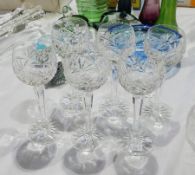 Set of six cut glass hocks