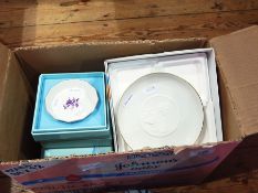 Quantity Nymphenburg boxed trinket dishes and six Hutschenreuther porcelain collectors plaques