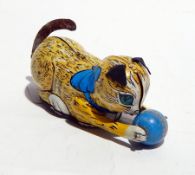 A Tonka tinplate fire engine and a wind-up model of a cat and ball