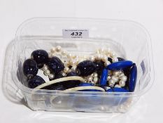 Long string of pearls and other modern costume jewellery