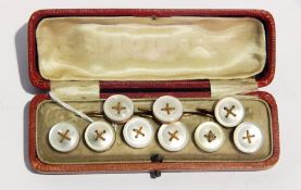 9ct gold and mother-of-pearl stud set having nine studs,
