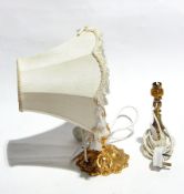 A gilt table lamp and another