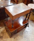 Victorian mahogany bidet stool on ring turned supports,