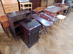 A pair of folding oval butler's trays and stands,