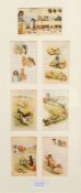 Louis Wain 
Series of small prints framed as one, 