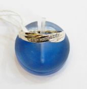 18ct gold and diamond ring with half-hoop of tiny diamonds in crossover setting  Live Bidding: If