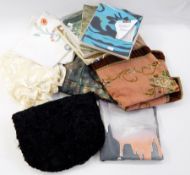 Various silk scarves; National Trust, The Tate Gallery, a Caroline Charles cream scalf, persian lamb