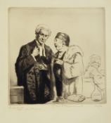 Salomon Van Abbe (1883-1955) 
Etching 
A barrister and a lady, and inscribed 