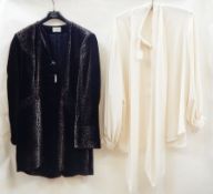 A Caroline Charles velvet three-quarter length jacket printed with black leopard spots, a Caroline