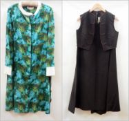 Mary Quant, Ginger Group, Viyella sack dress, paisley pattern with metal buttons, labeled, white