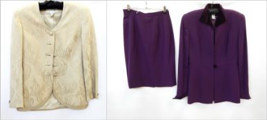 A Christian Dior cream silk jacket, the material with raised pattern together with a Christian