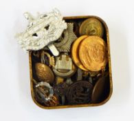 A collection of military and police buttons and other badges