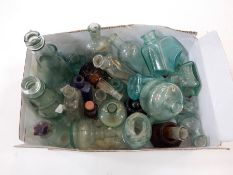 A collection of glass bottles to include Drew & Co,