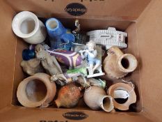 A collection of pottery and porcelain tiles and 