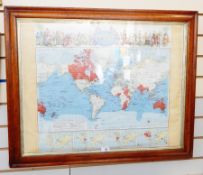 Reproduction map of the British Empire throughout the World 1905,