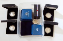 Quantity £5 silver proof coins including:- 2008 UK Queen Elizabeth I, 2008 The Prince of Wales,