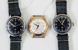 Two Smiths military watches with Mude 25 jewel double-matic watch face,