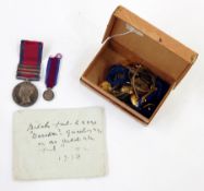 Military general service medal named to P Bowden, Coldstream Guards,