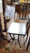Glass top table with wrought iron,