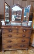 19th century mahogany chest of two short drawers and three long graduating drawers,