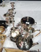 Plated three-branch candelabrum,