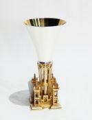 Silver goblet with gilt interior of plain flared rim form,