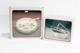 Quantity boxed silver plated items including claret jug and relish server,