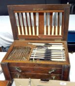 Silver plated Old English pattern table top canteen, mainly for 12 persons, including soup ladle,